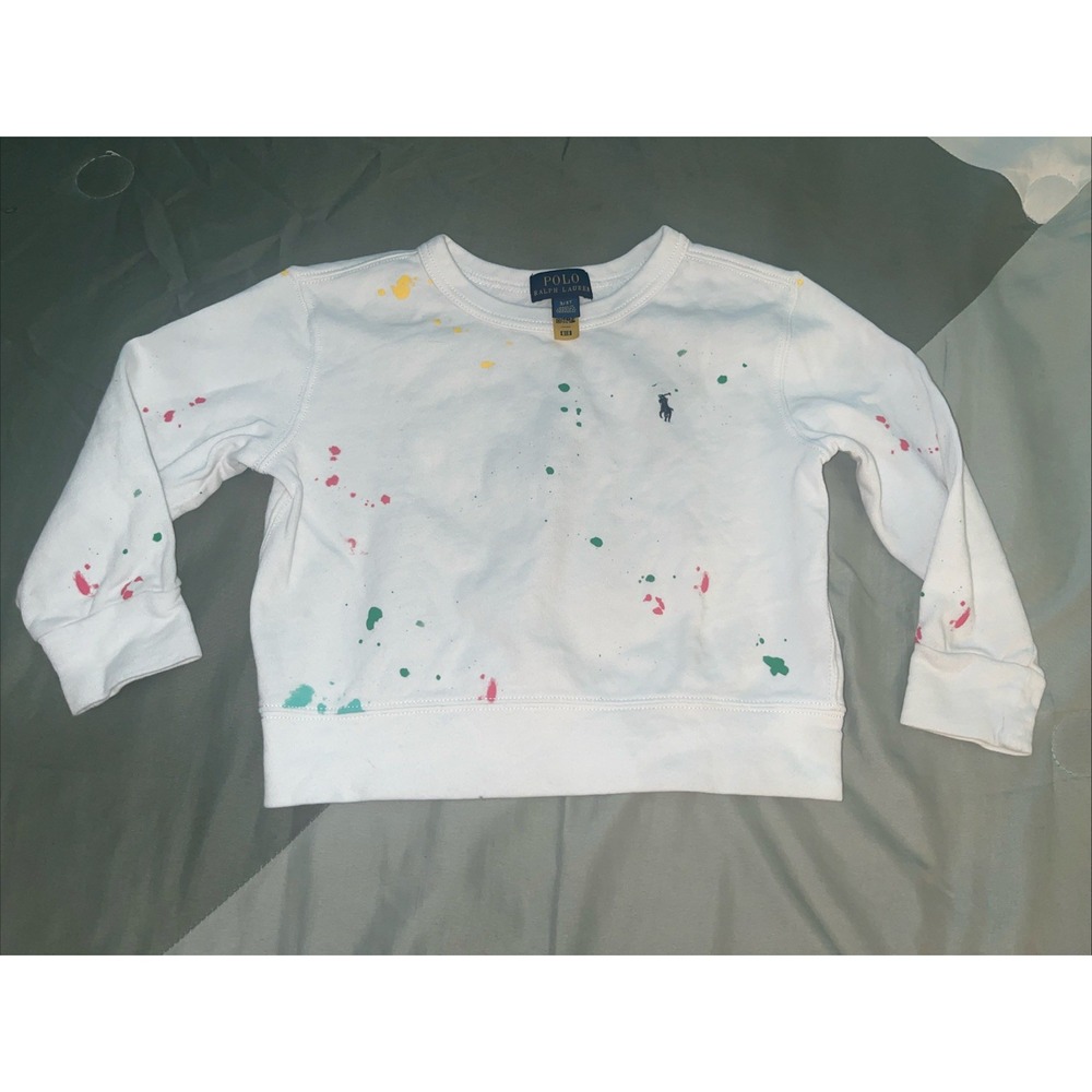 Polo Ralph Lauren White Paint Splash Long Sleeve Youth Size 3-3T